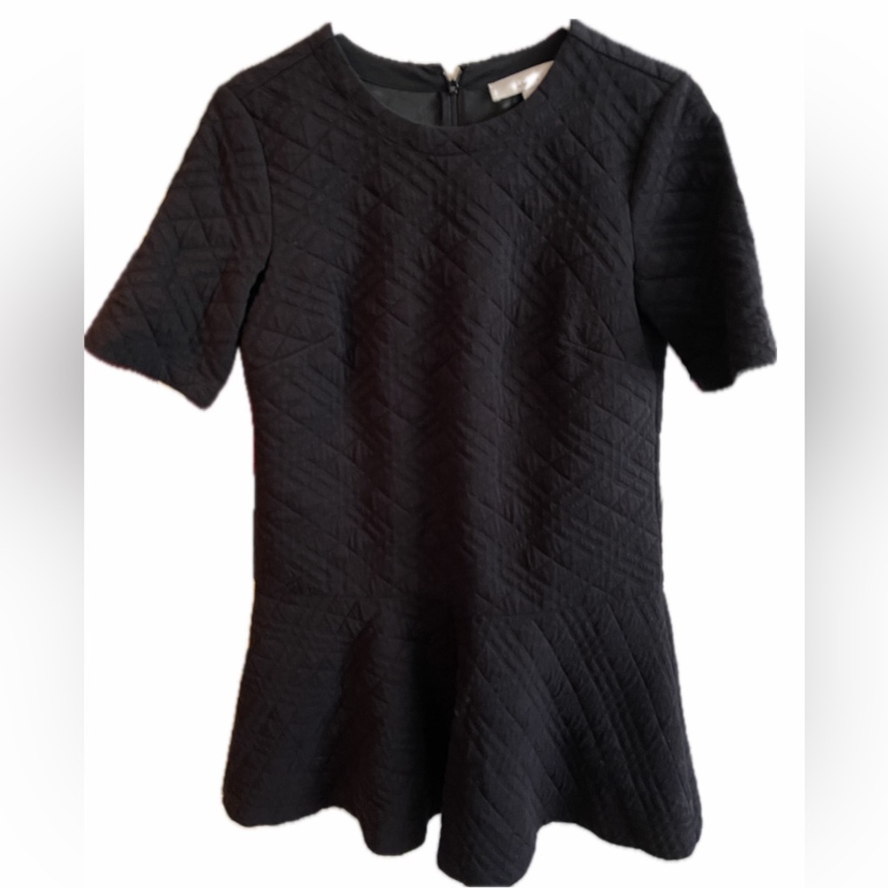 Ann Taylor Loft Black Quilted Midi Dress